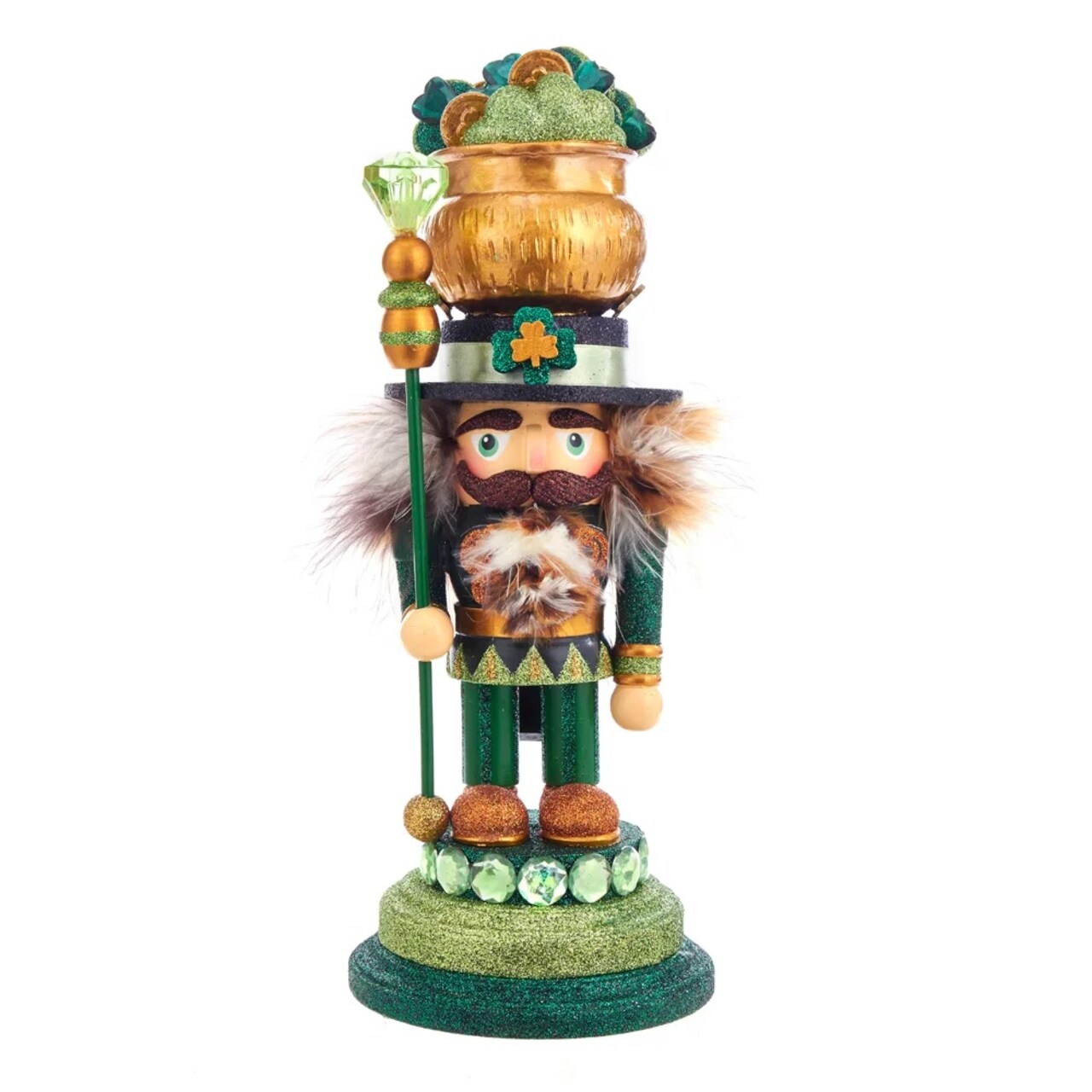 KSA 20" Leprechaun Holding an Emerald Gem Christmas Nutcracker